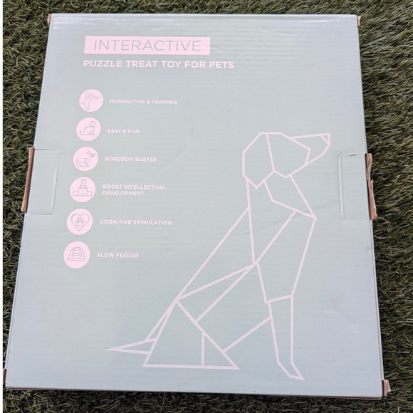 Interactive Pet Puzzle Treat Toy Slow Feeder Dog Training Game Teal Pink NEW - Picture 2 of 4